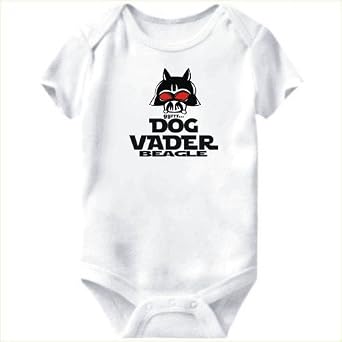 Baby Bodysuit Unisex White ” DOG VADER : Beagle ” Dogs 9 – 12 Months