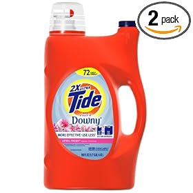 Tide with a Touch of Downy 2X Ultra Concentrated Detergent, April Fresh Scent, 72-Load Bottles (Pack of 2)