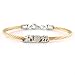 Sterling Silver Mom with Diamonds Bangle and Stainless Steel Cable