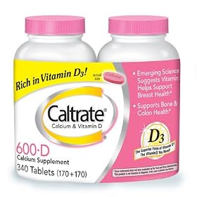 Caltrate Calcium Supplement 600 Vitamin D3 - 2 170 Count Bottles - 340 Tablets Total
