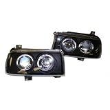 92-99 Volkswagen Jetta Vento MK3 Black Angel Eye Projector Headlights by