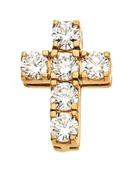 14K Yellow Gold Diamond Cross Pendant
