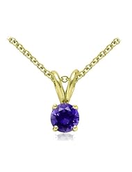 Amethyst Solitaire Pendant in 14k Yellow Gold (5mm)