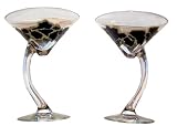ArtisanStreet's Black & Gold Martini Glasses - Set of 2. Glasses Feature Black and Gold in Elegant Design. Hand Painted, One of a Kind, Signed by Artisan.