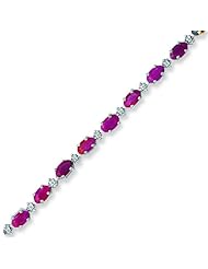10K White Gold 1cttw Prong Set Round Diamond and Ruby Gemstone Bracelet