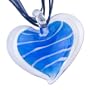 Valentines Day Jewelry Murano Glass Blue Stripes Heart Pendant