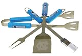 North Carolina Tar Heels - UNC 4 piece BBQ (Barbecue) Set - Spatula/Tongs/Fork/Basting Brush - NCAA College Athletics Fan Shop Sports Team Merchandise