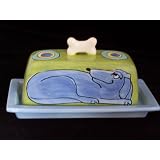 Ursula Dodge Dogs Hand Painted Butter Dish by Henriksen Imports