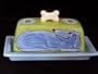 Ursula Dodge Dogs Hand Painted Butter Dish
