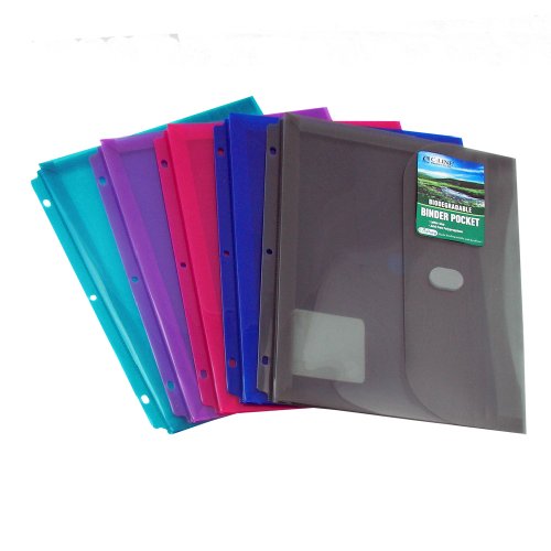 C-Line Biodegradable Binder Pocket with 1 Inch Gusset, Assorted Colors, 33730
