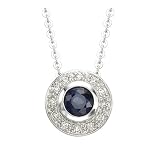14K White Gold 0.06 ct. Diamond and 1/3 ct. Sapphire Fashion Necklace