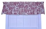 Victoria Park Toile Tailored Valence Window Curtain, Red