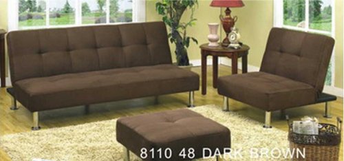 Dark Brown Fabric Klik-Klak Sofa Bed And Chair Lounge