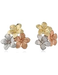 Duragold 14k Tri-Color Hawaiian Flower Stud Earrings