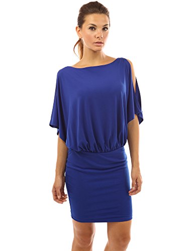 PattyBoutik Women's Cold Shoulder Batwing Blouson Dress
