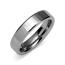 Faceted 5mm Comfort Fit Mens Tungsten Carbide Wedding Band Ring Size 10