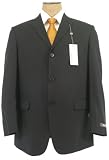 Kenneth Cole Mens Single Breasted 3 Button Black Pinstripe Wool Suit - Size 44L