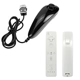 GTMax Black Nunchuck + White Remote for Nintendo Wii