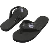 NHL Toronto Maple Leafs Women's Sequin Strap Flip Flops - Black (5/6)