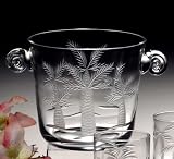 Palm Tree Etched Crystal Ice Bucket