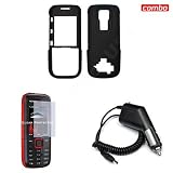 Nokia 5130 Combo Rubber Feel Black Protective Case Faceplate Cover + LCD Screen Protector + Rapid Car Charger for Nokia 5130 + Free LiveMyLife Wristband