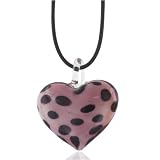 Light Purple Spotted Heart Murano Glass Necklace Pendant