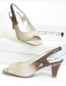 Extravaganter Comma Leder Sing Pumps sand / mocca