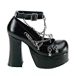 4 1/2 Inch Platform Gothic Shoe Sexy Black Shoes Chains Ankle Cuff Chunky Heel