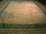12x19 Ivory Hand Knotted Wool Antique Finish Rug
