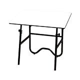 Alvin Onyx Folding Drafting Table, Black Base, 30in x 42in White Top, Rounded Corners by