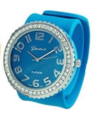 Geneva Silicon Stone Slap Watch Turquoise