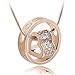 DDU(TM) 1Pc Gold- Unique Love Heart Ring Shape Crystal Rhinestone Pendant Neck Chain Necklace Valentine's Day Gift