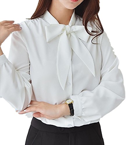 (フムフム) fumu fumu 2016 秋 冬 ブラウス 長袖 レディース オフィス ( 白 リボン ボウタイ ) キュート コーデ ホワイト シャツ