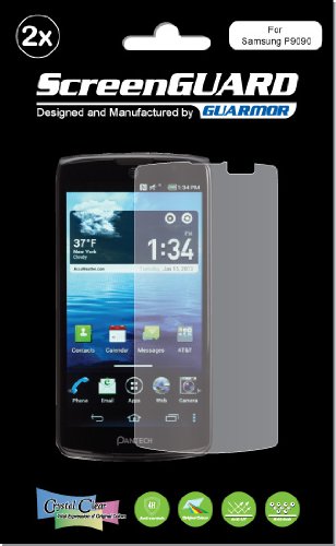 2x Pantech Discover P9090 Premium Invisible Clear LCD Screen Protector Cover Guard Shield Protective Film Kit (Package by GUARMOR)