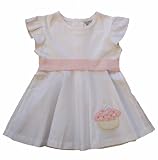 Birthday Dress & Diaper Cover Butterfly Sleeve, Cupcake Skirt. White.