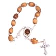 Chaplet / Bracelet Holy Rosary - Olive wood with Holy Land Soil center (19 cm or 7.5")