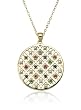Yellow Gold Overlay Sterling Silver Sapphire, Ruby, Emerald Circle Pendant w/ Diamond Accent, 18"