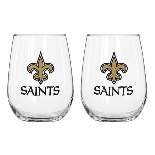 NFL New Orleans Saints Curved Beverage Glass, 16-ounce, 2-Pack