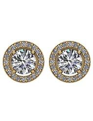 14k Yellow-Gold Diamond Earrings by US Gems