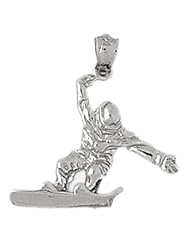 CleverSilvers Sterling Silver Pendant Skiing, Snowboarding