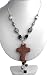 Candygem Large 2.5 Inch Hand Carved Terracotta Lava Cross Rosary Style 24 to 36 Inch Rope Necklace From Nicolette Berman's Love of Nature Collection.