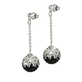 SilberDream scintillement bijoux - Boucle d'oreille en argent 925 avec cristaux Swarovski ICE blanc et noir 10mm de diam�tre GSO002