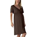Eve Short-Sleeve Nursing Nightgown - Brown