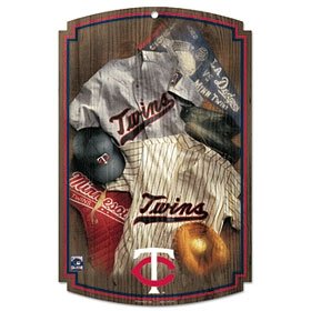 Minnesota Twins Wood Sign W/ Throwback Jersey