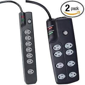 Globe 5812201 Home Office Surge Protector Set, 2 Pack, with 4-Ft Cord