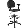 Drafting Stool with Designer Black Fabric Seat - BT-659-BLK-ARMS-GG