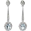 14K White Gold Sky Blue Topaz and Diamond Earrings