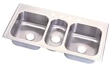 Elkay CLTF4322D8_5DG4 Revere Carrington 43-by-22-by-7-1/2-by-5-by-7-1/2 Inch Triple Bowl Stainless Steel Kitchen Sink