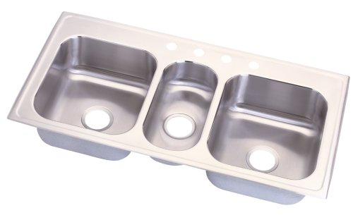 Elkay CLTF4322D8_5DG4 Revere Carrington 43-by-22-by-7-1/2-by-5-by-7-1/2 Inch Triple Bowl Stainless Steel Kitchen Sink