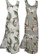 Wild Orchid - Hawaiian Long Tank Dress in Sage and Cream